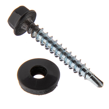 Саморезы кровельные с буром 35х4,8 мм металл-дерево графитовый серый RAL 7024 Daxmer (250 шт.)