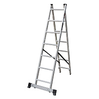 Лестница алюминиевая трансформер двухсекционная 7 ступеней Hesler бытовая