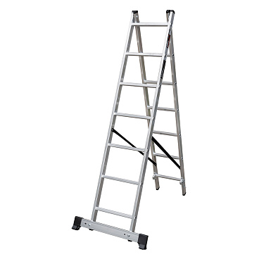Лестница алюминиевая трансформер двухсекционная 7 ступеней Hesler бытовая