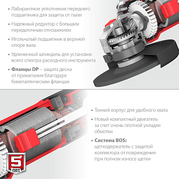 Шлифмашина угловая электрическая Зубр УШМ-125-805 800 Вт d125 мм