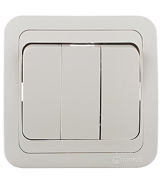Выключатель Makel Mimoza трехклавишный встраиваемый бежевый (25091)