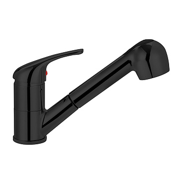 Смеситель для кухни Corsa Deco Alpha черный с вытяжной лейкой однорычажный (966369)