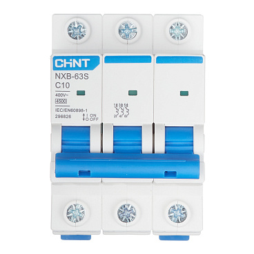 Автоматический выключатель модульный Chint NXB-63S 3P 10А тип C 4,5 кА 400 В (296826 Chint)