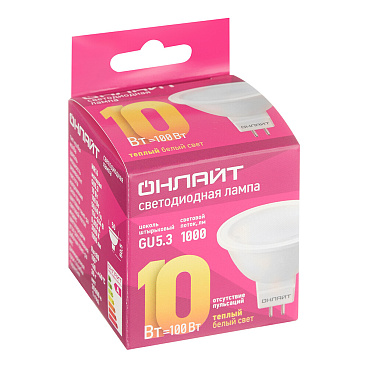 Лампа светодиодная Онлайт GU5.3 3000К 10 Вт 1000 Лм 220-240 В рефлектор MR16 матовая