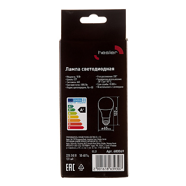 Лампа светодиодная Hesler E27 6500К 18 Вт 1890 Лм 230 В груша А65 матовая