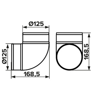 Колено для круглых воздуховодов Era пластиковое d125 мм 90°