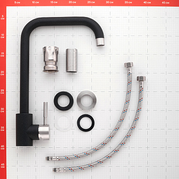 Смеситель для кухни Granula Standart черный с высоким изливом однорычажный (ST-4033, ЧЁРНЫЙ)