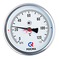 Термометр аксиальный Росма 1/2 НР(ш) d100 мм шток 100х6 мм 120°С (2539)