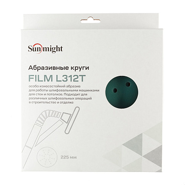 Диск шлифовальный Sunmight Film L312T d225 мм P180 на липучку пленочная основа (5 шт.) (53510R)