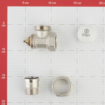 Клапан термостатический угловой Stout 3/4 НР(ш) х 3/4 ВР(г) для радиатора (SVT-0004-000020)