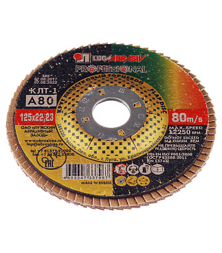 Круг лепестковый по металлу/древесине Луга 125х22,2 мм P80 (7967/2293)