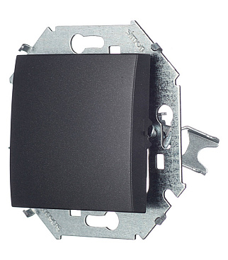 Переключатель Simon 15 одноклавишный встраиваемый графит (1591201-038)