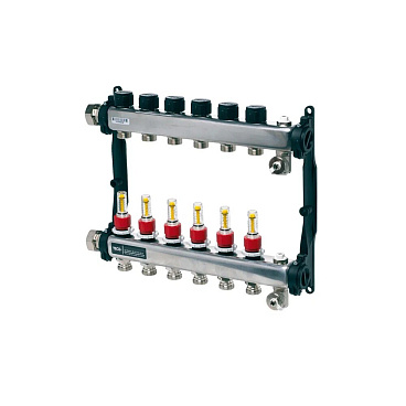 Коллектор для теплого пола Tece 1 ВР(г) х 6 выходов 3/4 НР(ш) ЕК х 1 ВР(г) с расходомерами (77310006)