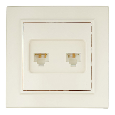 Розетка компьютерная/ телефонная EKF Минск встраиваемая бежевая RJ11/ RJ45 (ERK00-135-20)