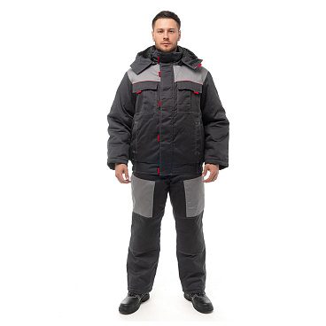 Костюм рабочий мужской утепленный Спрут Фаворит 48-50 рост 170-176 см серый/красный