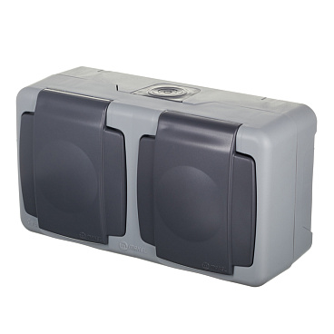 Розетка Makel накладная серая с крышкой (36064206)