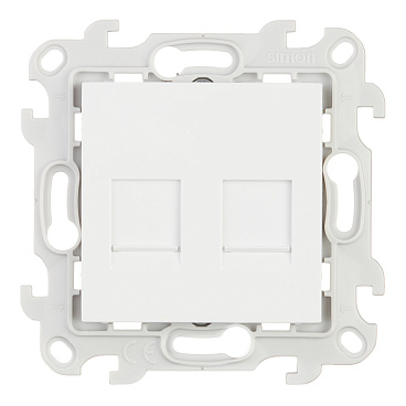 Розетка компьютерная Simon 24 Harmonie встраиваемая белая 2хRJ45 (2450593-030)