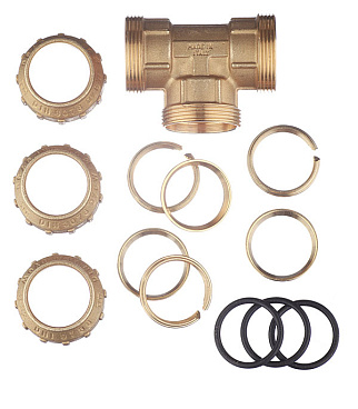 Тройник ПНД Tiemme компрессионный 32х32х32 мм латунь