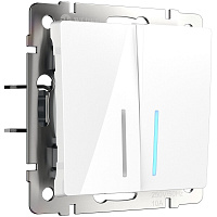 Выключатель Werkel двухклавишный встраиваемый белый с подсветкой (a051114)
