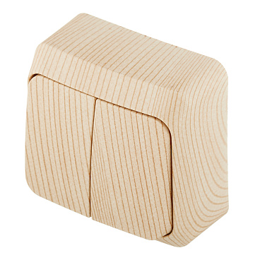 Выключатель Systeme Electric Этюд двухклавишный накладной сосна с подсветкой (BA10-006D)