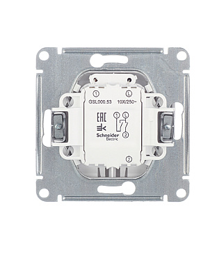 Выключатель Systeme Electric Glossa двухклавишный встраиваемый белый с подсветкой (GSL000153)