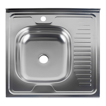 Мойка для кухни Ukinox Nord 60х60х12 см накладная с крылом сталь (Nr 600х600 0,4 L)