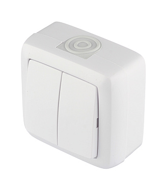 Выключатель Hegel Alfa двухклавишный накладной белый (ВА10-251)