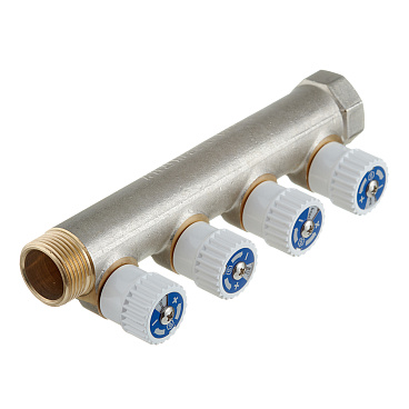 Коллектор Stout 3/4 ВР(г) х 4 выхода 1/2 НР(ш) х 3/4 НР(ш) регулируемый (SMB 6851 341204)