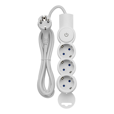 Удлинитель Düwi 3 розетки 2 м ПВС 3х0,75 кв.мм 10 А 2,2 кВт с кнопкой белый (32007 6)