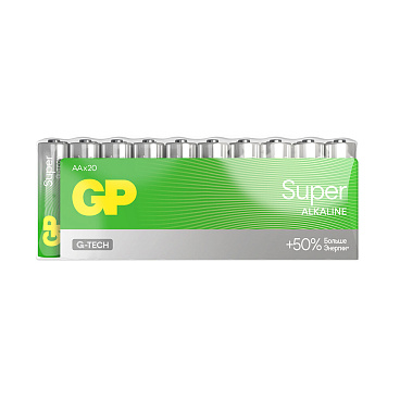 Батарейка GP Batteries Super Алкалин AA пальчиковая LR6 1,5 В (20 шт.) (GP 15AA21-2CRSWC20)
