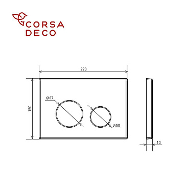 Клавиша смыва для инсталляций Corsa Deco CX черная матовая (FBCXB)