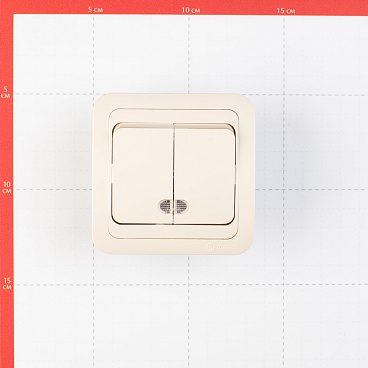 Выключатель Makel Mimoza двухклавишный встраиваемый бежевый с подсветкой (25023)