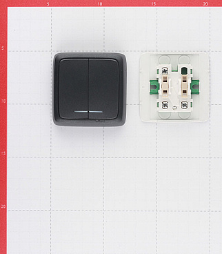 Выключатель Hegel Alfa двухклавишный накладной черный с подсветкой (ВА10-154-08)