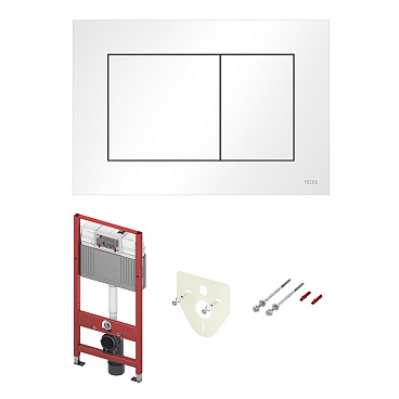 Инсталляция Tece base 2.0 для подвесного унитаза с кнопкой белой со звукоизоляцией (9400413)