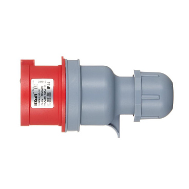 Вилка силовая прямая переносная Dekraft ВП-103 с заземлением 3P+N+PE 3 фазы 16 А 380 В IP44 красная (26104DEK)