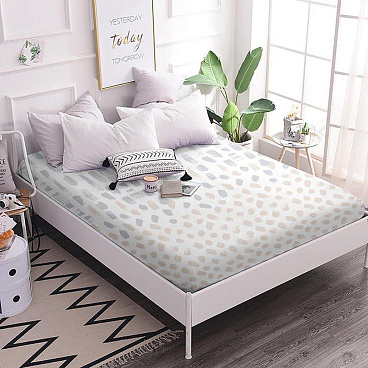 Простыня на резинке 160х200х25 см бязь серо-белая Melissa Rhona