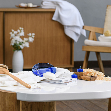 Мыльница для ванной Moroshka Bright Colors настольная стекло синяя (917-311-03)