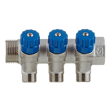 Коллектор Valtec 1 ВР(г) х 3 выхода 1/2 НР(ш) х 1 НР(ш) регулируемый (VTc.560.N.0603)