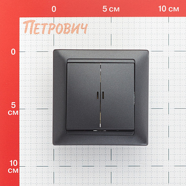 Выключатель Svet Стиль двухклавишный встраиваемый графит с подсветкой (EV 0365-9121)