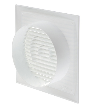 Решетка вентиляционная пластиковая торцевая Era РСФ 170х170 мм с фланцем d125 мм белая