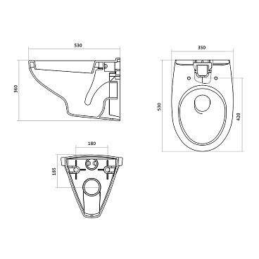 Комплект инсталляции Santek с унитазом Пэк Бореаль с кнопкой белой и сиденьем дюропласт микролифт быстросъем (1.WH30.2.464)