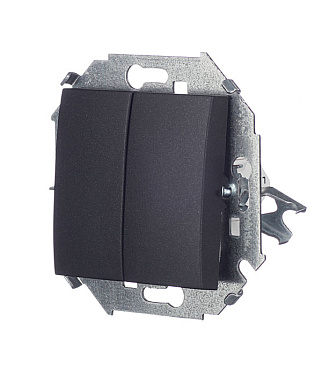 Переключатель Simon 15 двухклавишный встраиваемый графит (1591397-038)