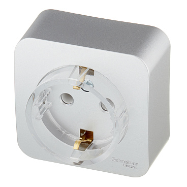 Розетка Systeme Electric Blanca накладная алюминий компакт (BLNRA110113)