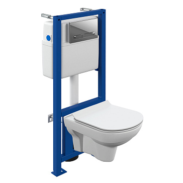 Комплект инсталляции Cersanit Link Pro с унитазом City с кнопкой Estetica хром и сиденьем дюропласт микролифт быстросъем (64121)