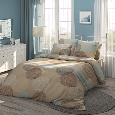 Комплект постельного белья Евро бязь Самойловский текстиль Капучино мультиколор с простыней 220х240 см