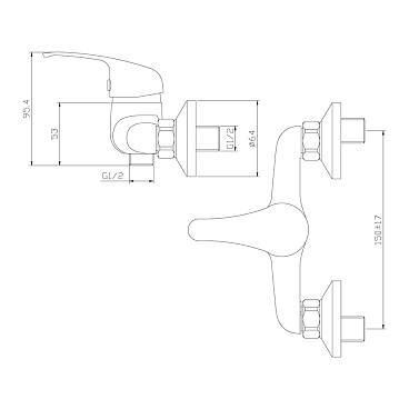 Смеситель для душа без излива Rossinka Y с лейкой однорычажный (Y35-41)