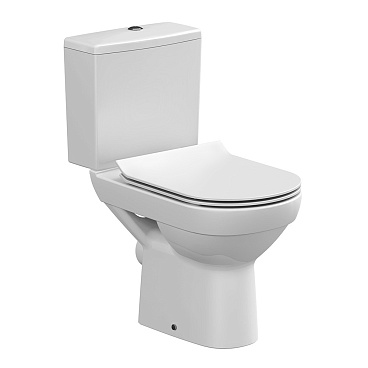 Унитаз-компакт Cersanit City безободковый с горизонтальным выпуском с сиденьем дюропласт микролифт белый (S-KO-CIT011-3/5-COn-S-DL-)