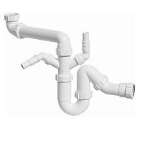 Сифон для раковины и мойки McAlpine 1 1/2х40 мм со смещением без выпуска с отводом (MRSK7-5571)