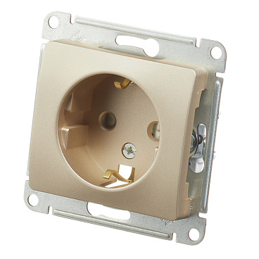 Розетка Systeme Electric Glossa встраиваемая титан со шторками (GSL000445)