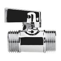 Кран шаровой латунный MPF 1/2 НР(ш) х 1/2 НР(ш) к бытовой технике хром мини проходной ГОСТ Р 59553-2021 (ИС.081215)